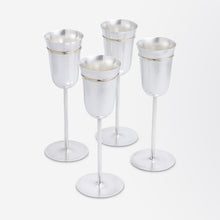 Load image into Gallery viewer, Set of Four Cartier &#39;Trinity&#39; Sterling Silver Champagne Flutes
