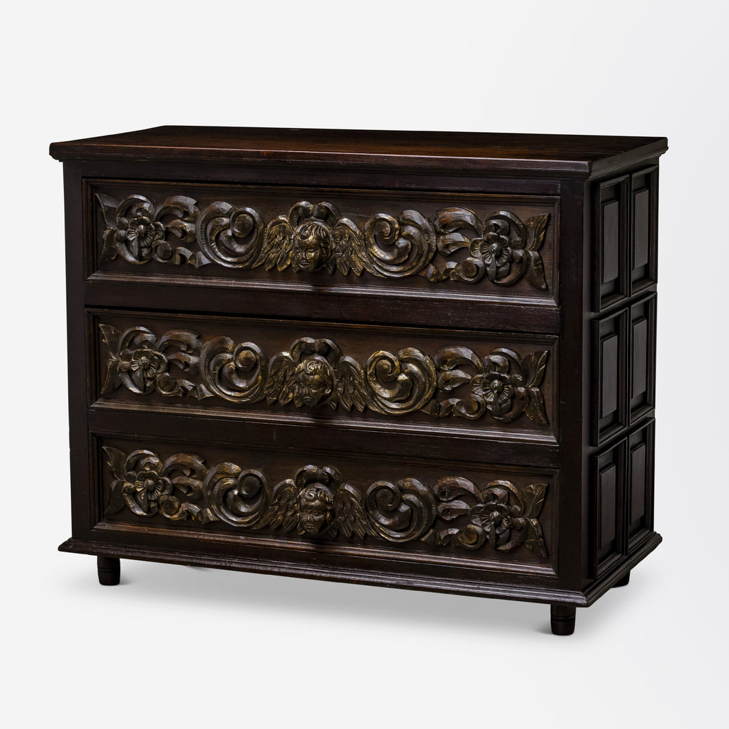 Carved and Gilt Italian Three Drawer Chest