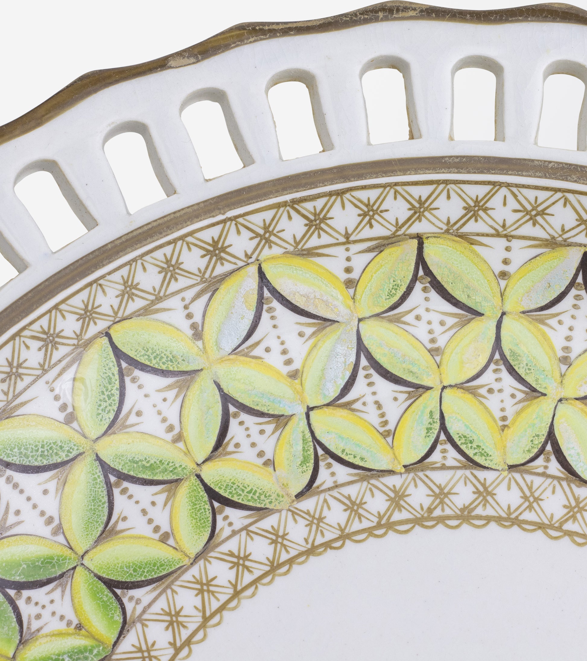 Pair of Porcelain Chestnut Baskets and Under-Plates by Spode in Pattern 3037