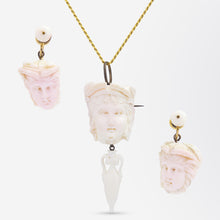 Load image into Gallery viewer, Italian Grand Tour Period Angel Skin Coral Earrings and Brooch Pendant
