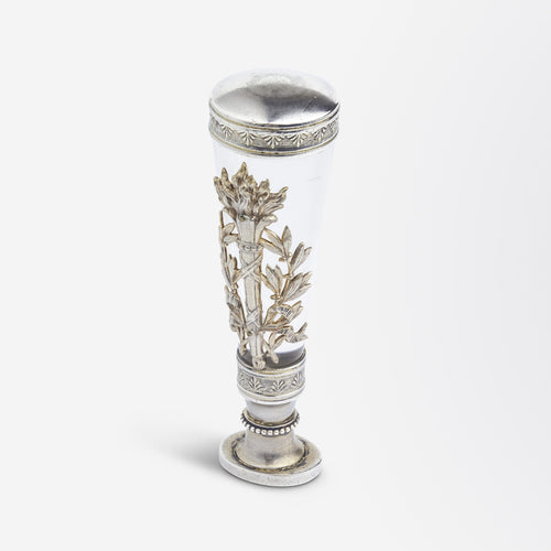 French Silver & Rock Crystal Desk Seal by Maria Remy