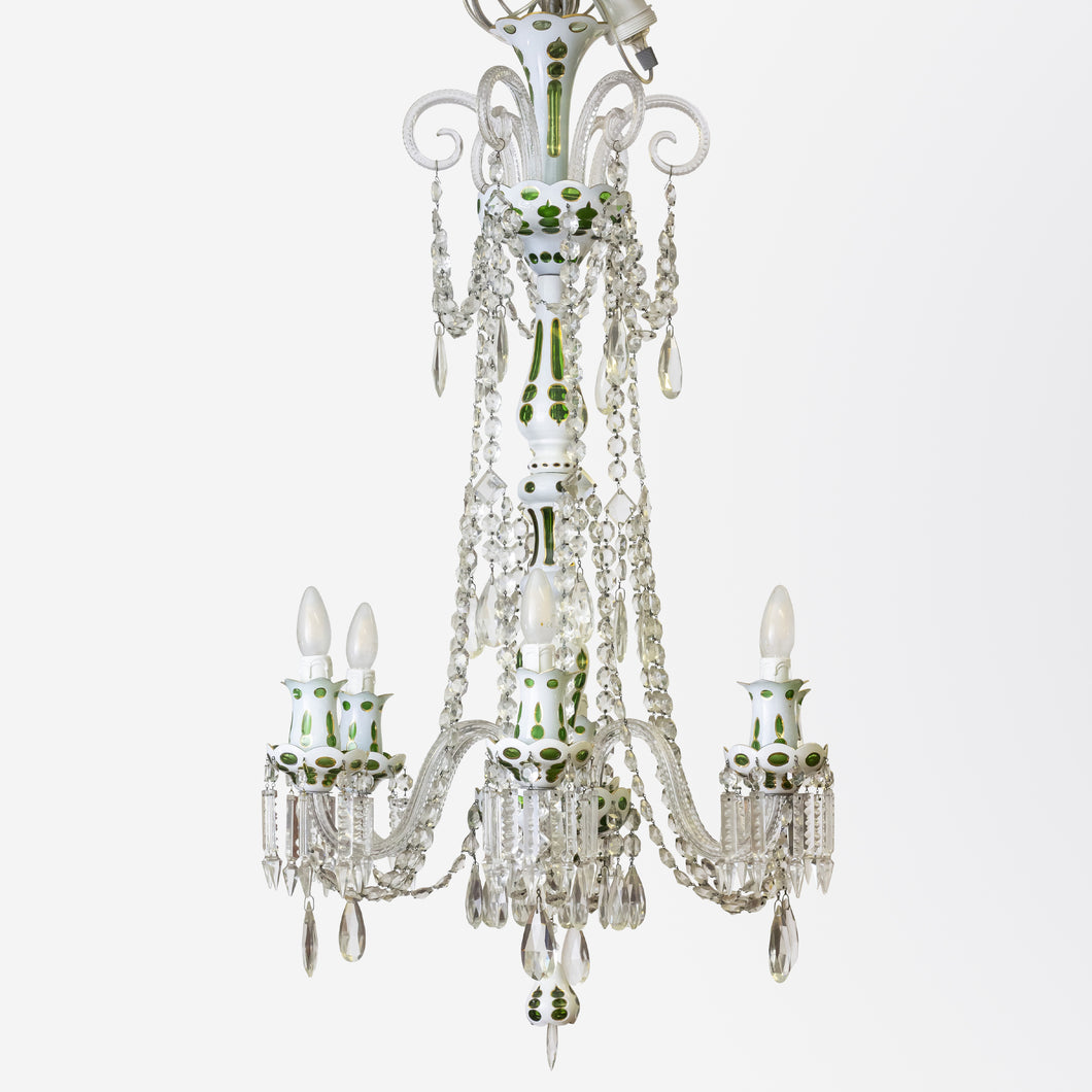 Bohemian Cased Glass Chandelier