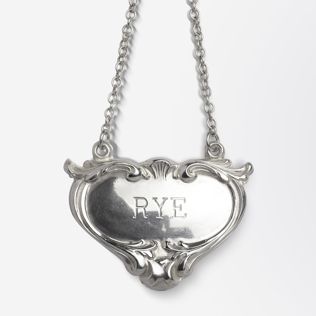 Sterling Silver 'RYE' Decanter Tag