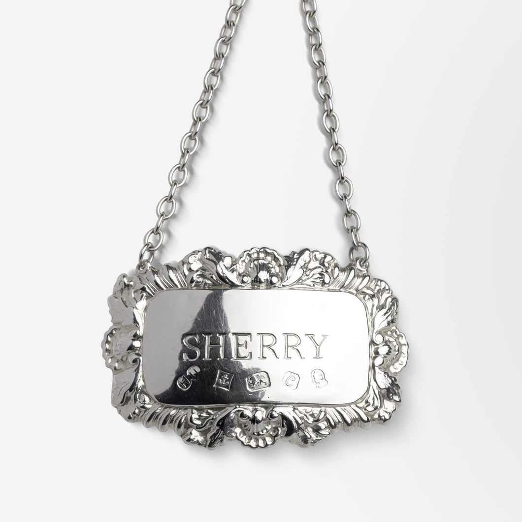 English Sterling Silver 'SHERRY' Decanter Tag