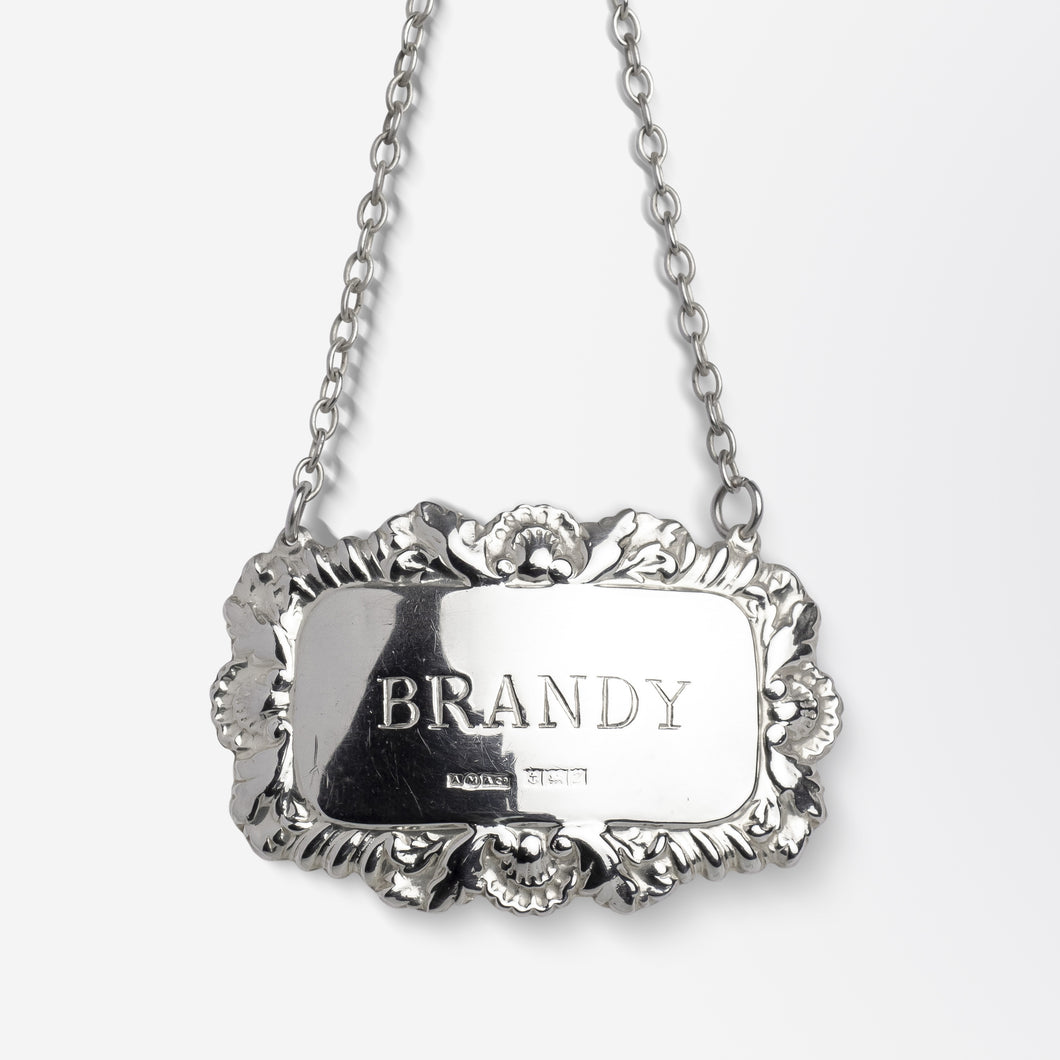 English Sterling Silver 'BRANDY' Decanter Tag