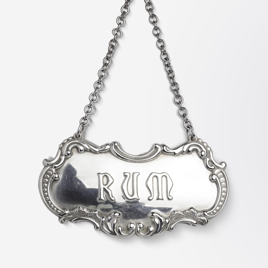 Sterling Silver 'RUM' Decanter Tag