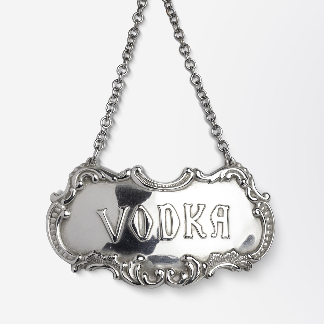 Sterling Silver 'VODKA' Decanter Tag