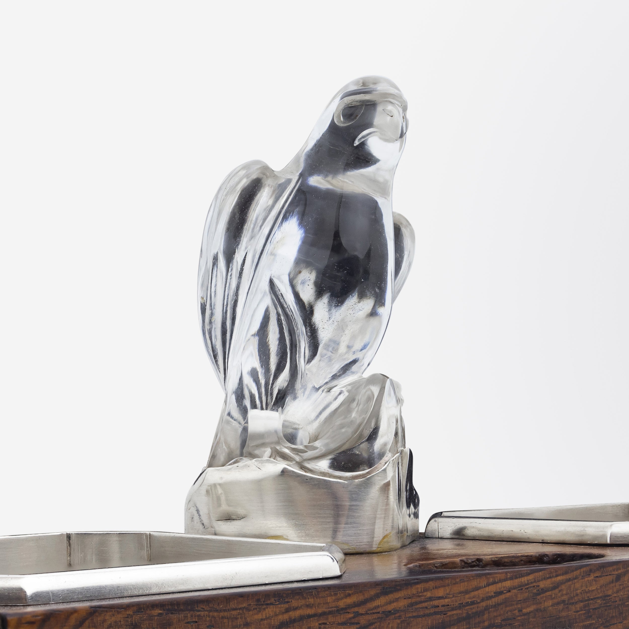 French Art Deco, Silver, Rock Crystal & Ivory Desk Tidy - The Antique Guild