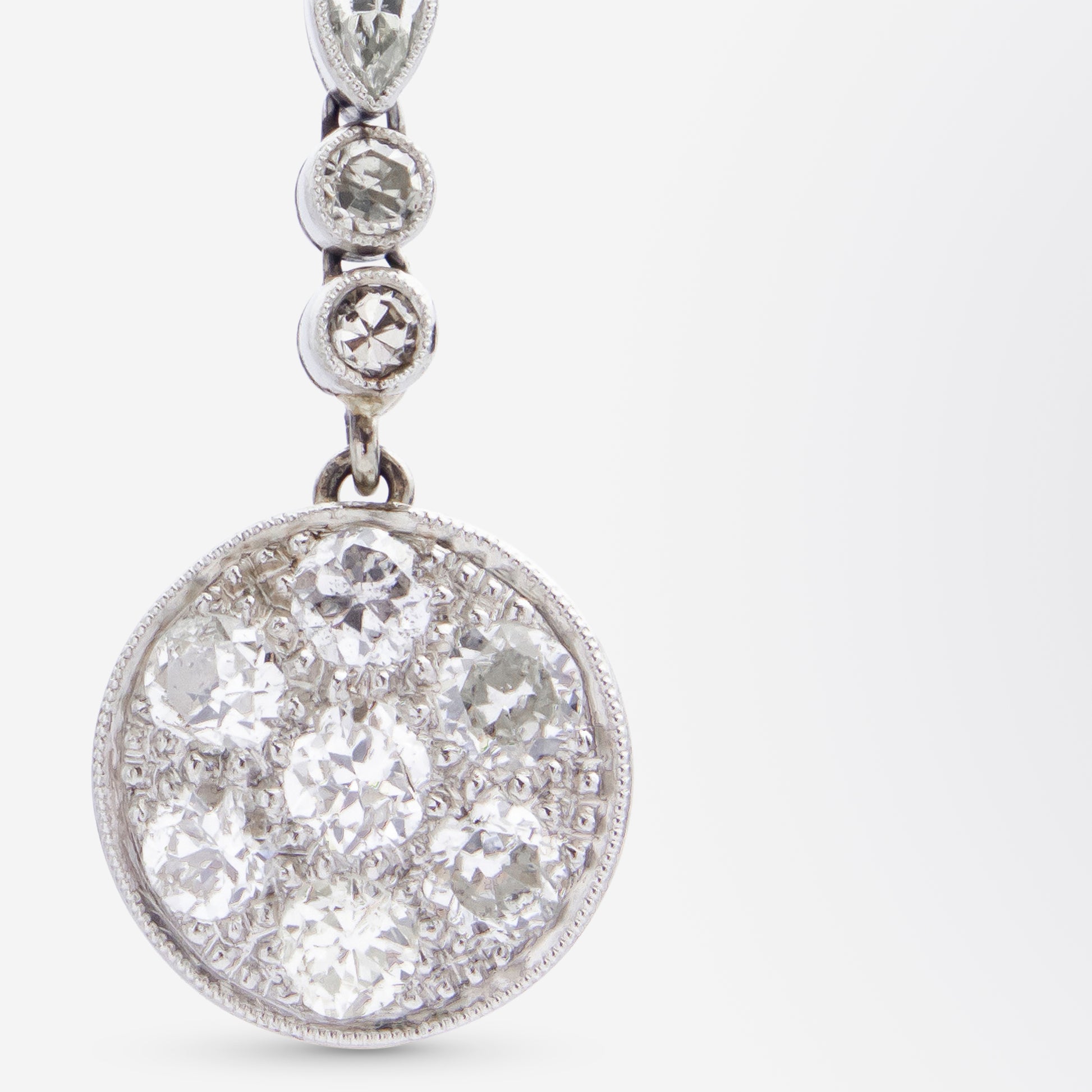 Art Deco Platinum & Diamond Drop Earrings