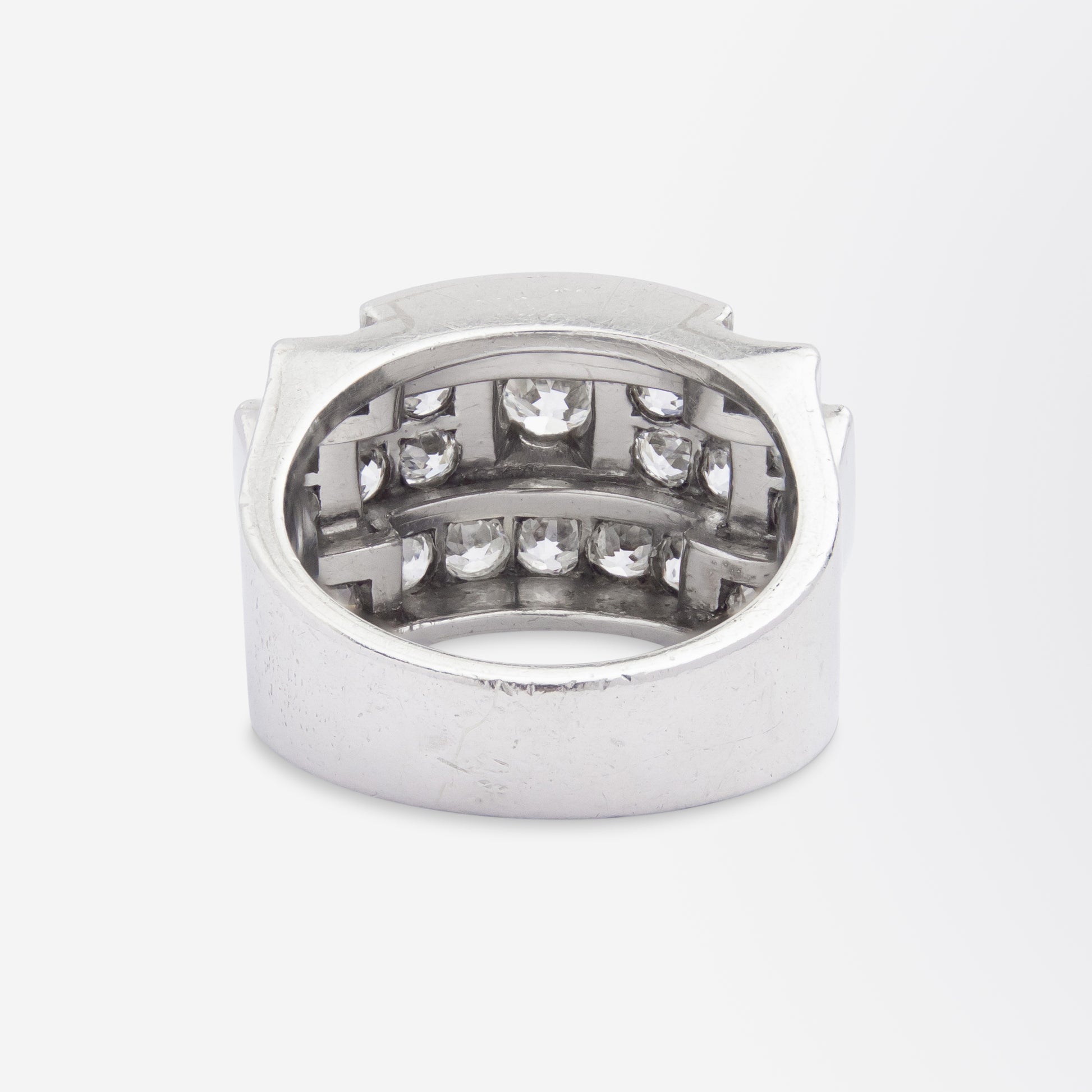 French Art Deco 'Tank' Ring in Platinum & Diamonds