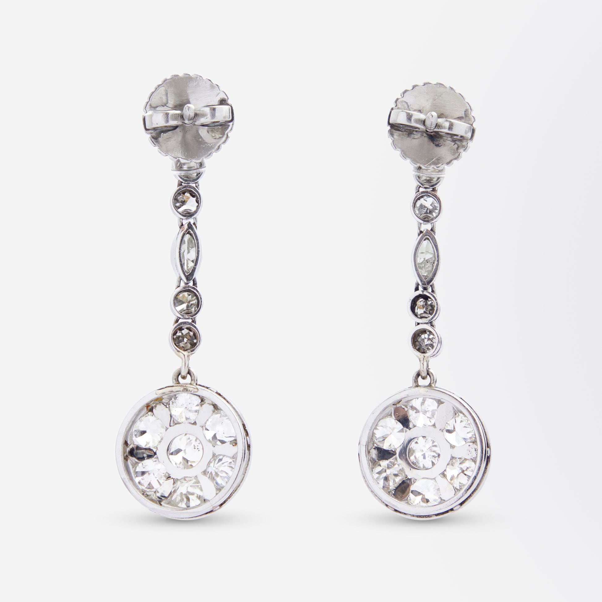 Art Deco Platinum & Diamond Drop Earrings