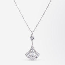 Load image into Gallery viewer, Art Deco Platinum &amp; Diamond Fan Necklace
