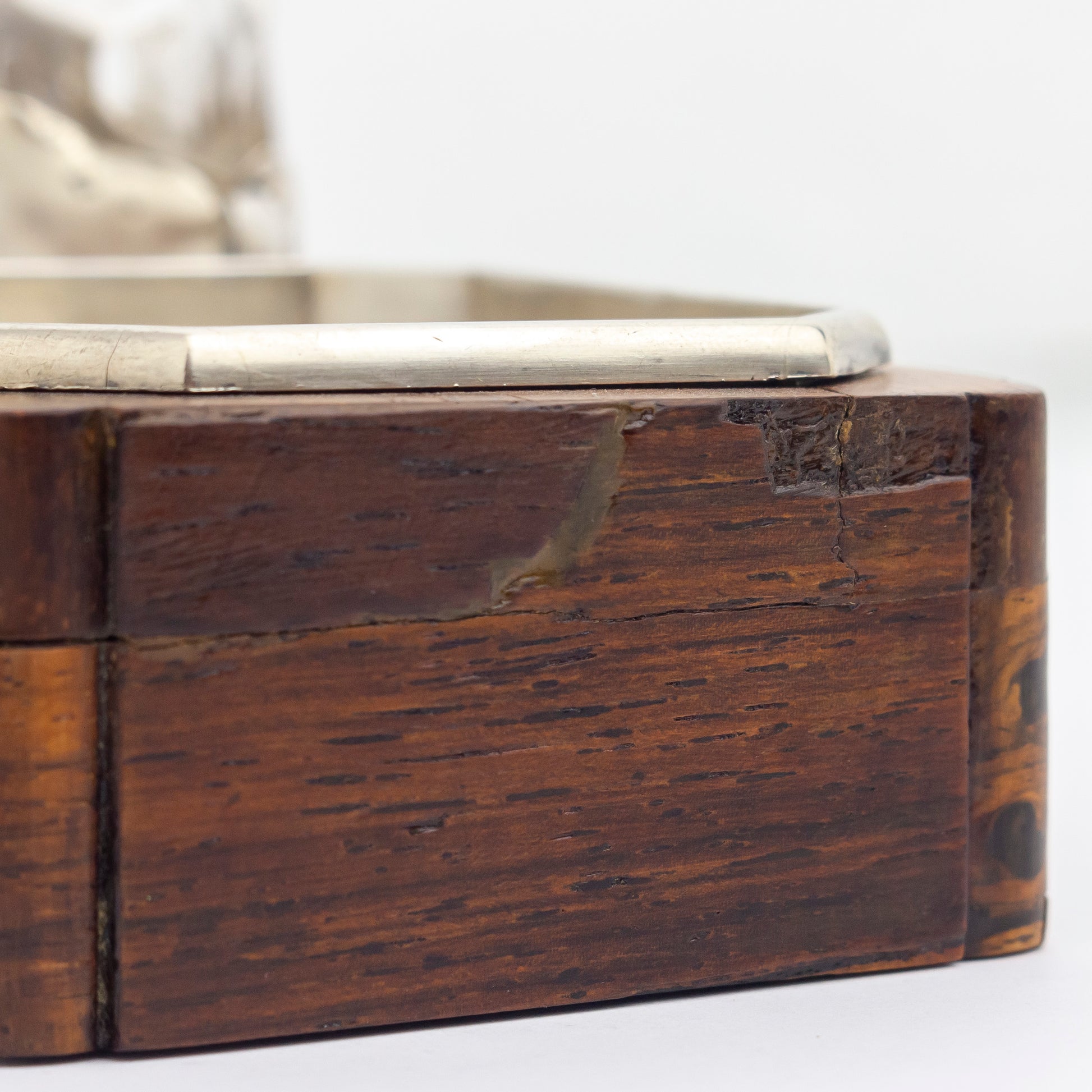 Organiseur de bureau Art déco français, argent, cristal de roche et ivoire