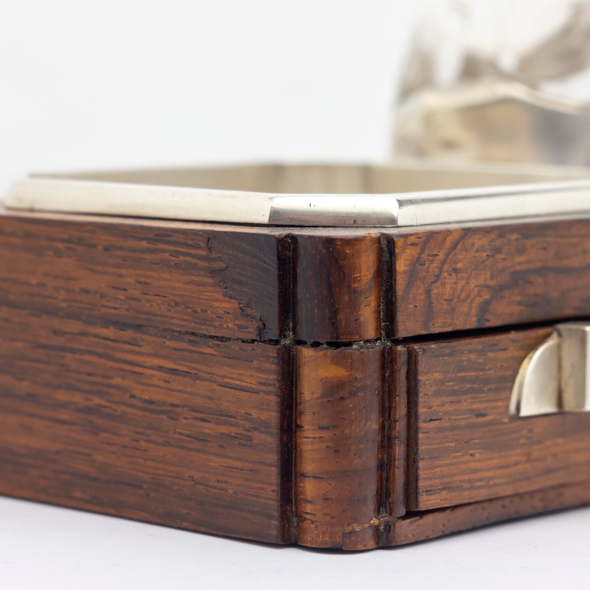 Organiseur de bureau Art déco français, argent, cristal de roche et ivoire