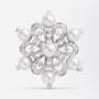 14kt Gold Diamond & Akoya Pearl Floral Brooch
