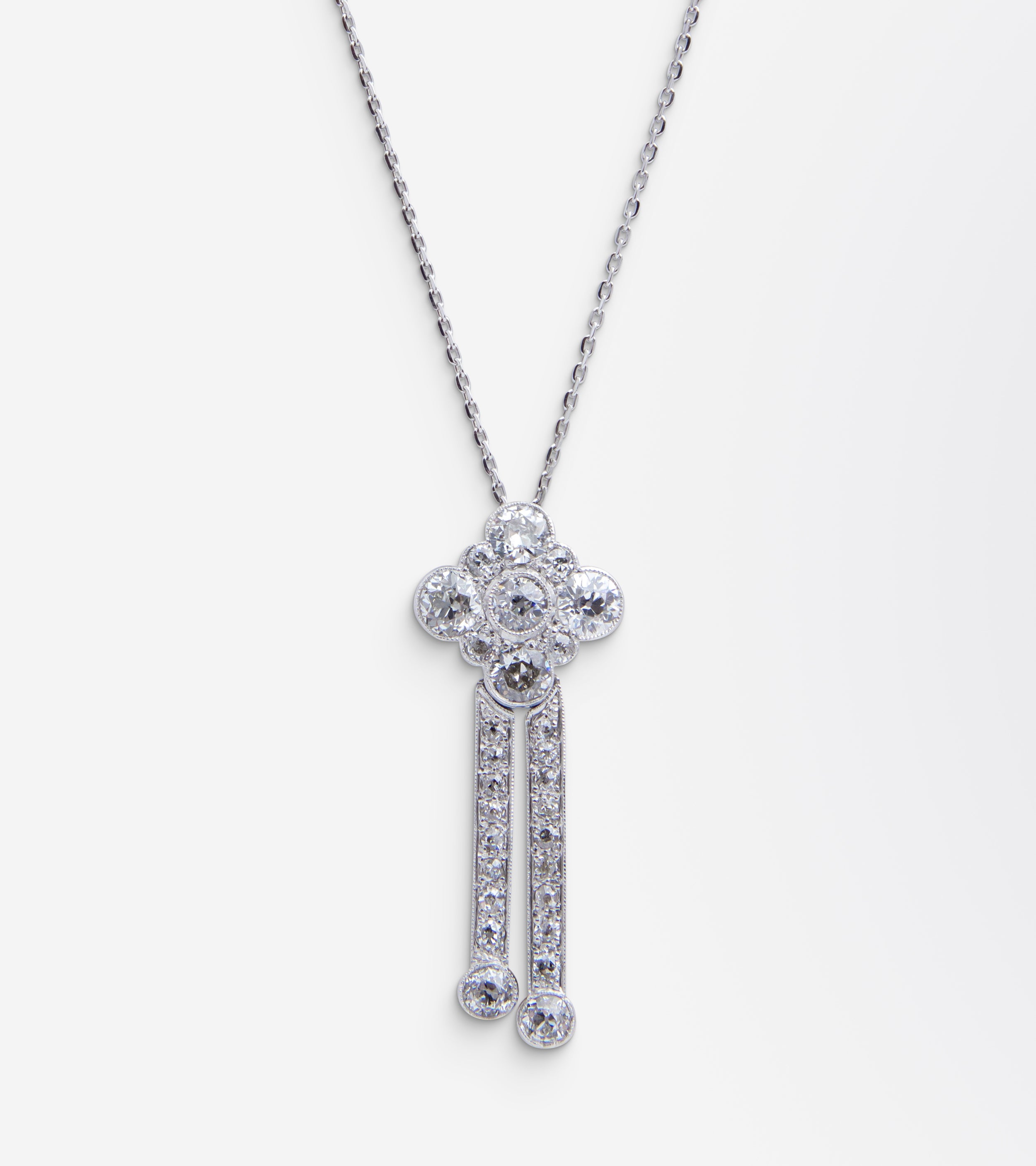 Art Deco Diamond Pendant on White Gold Chain