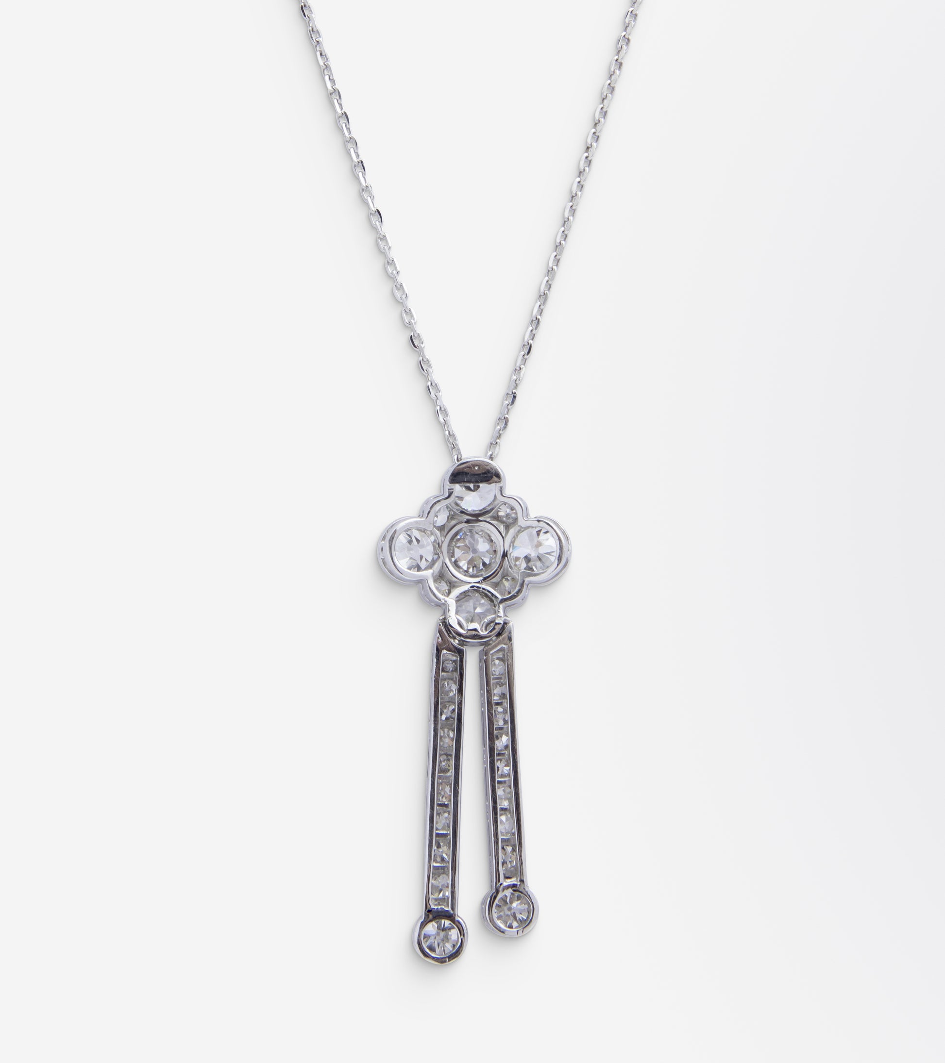 Art Deco Diamond Pendant on White Gold Chain