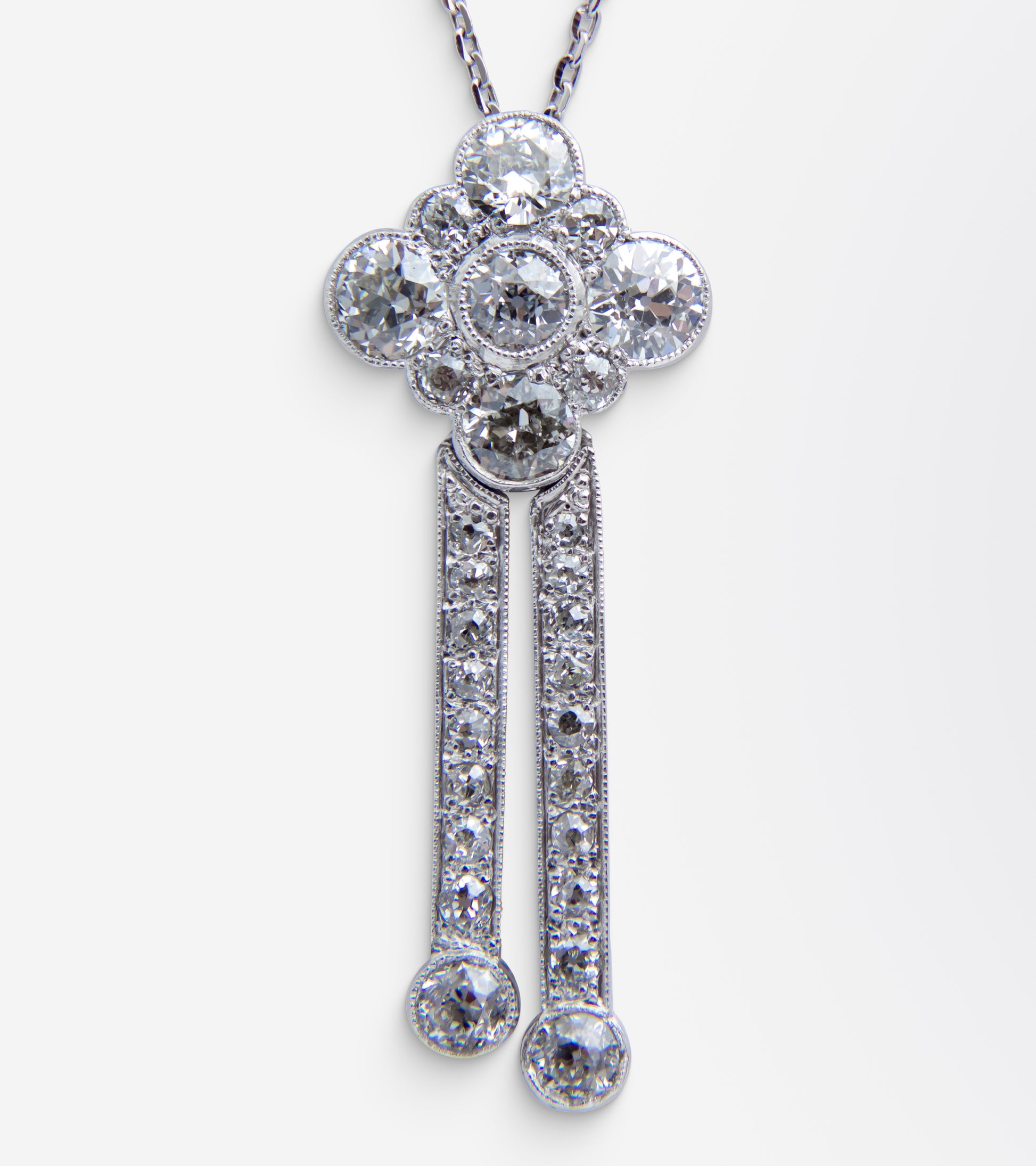 Art Deco Diamond Pendant on White Gold Chain