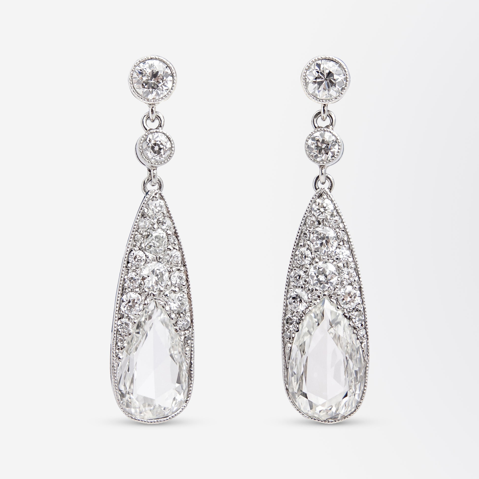 Platinum & Diamond Belle Epoque Style Drop Earrings