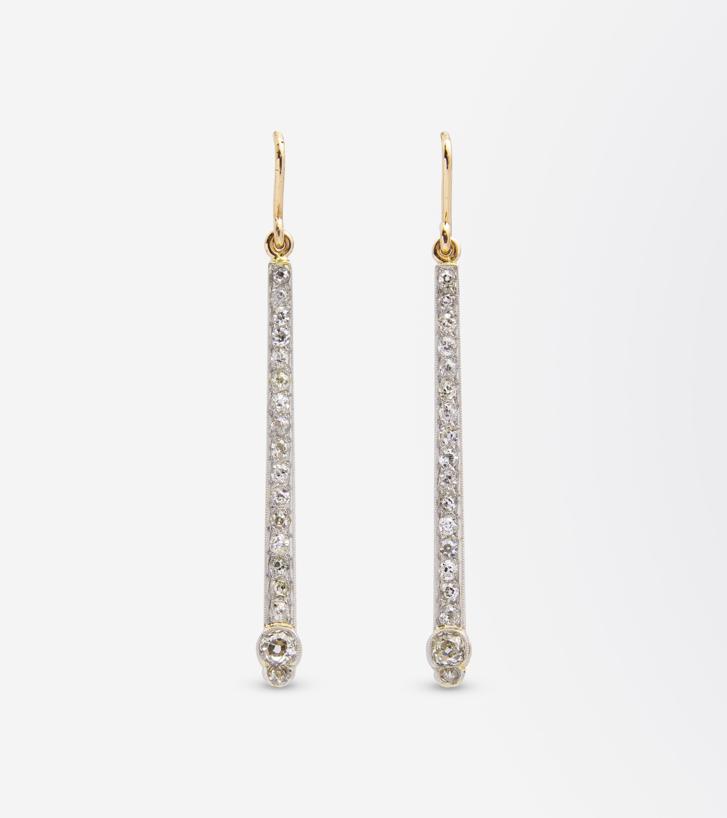 Art Deco Gold & Diamond Drop Earrings