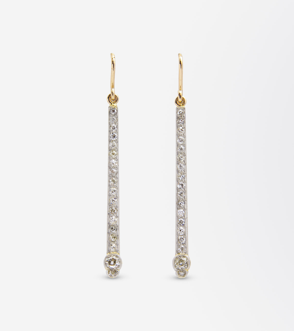 Art Deco Gold & Diamond Drop Earrings