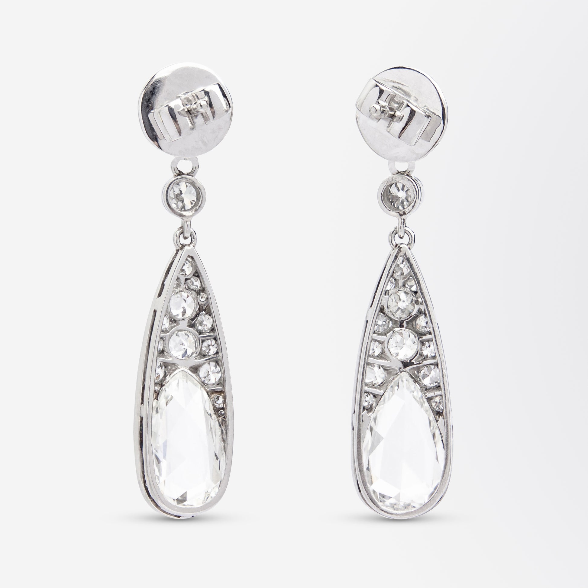 Platinum & Diamond Belle Epoque Style Drop Earrings