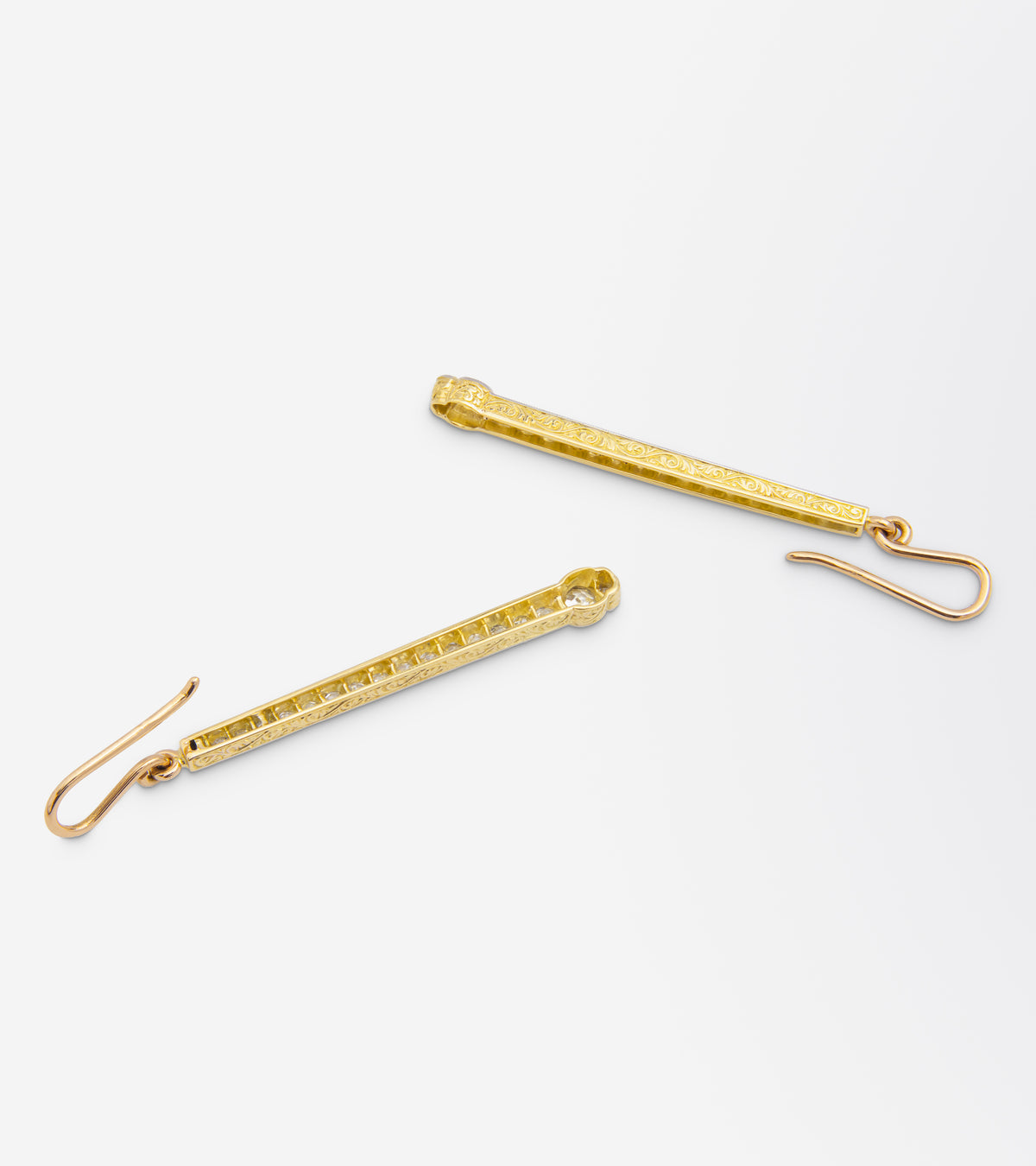 Art Deco Gold & Diamond Drop Earrings