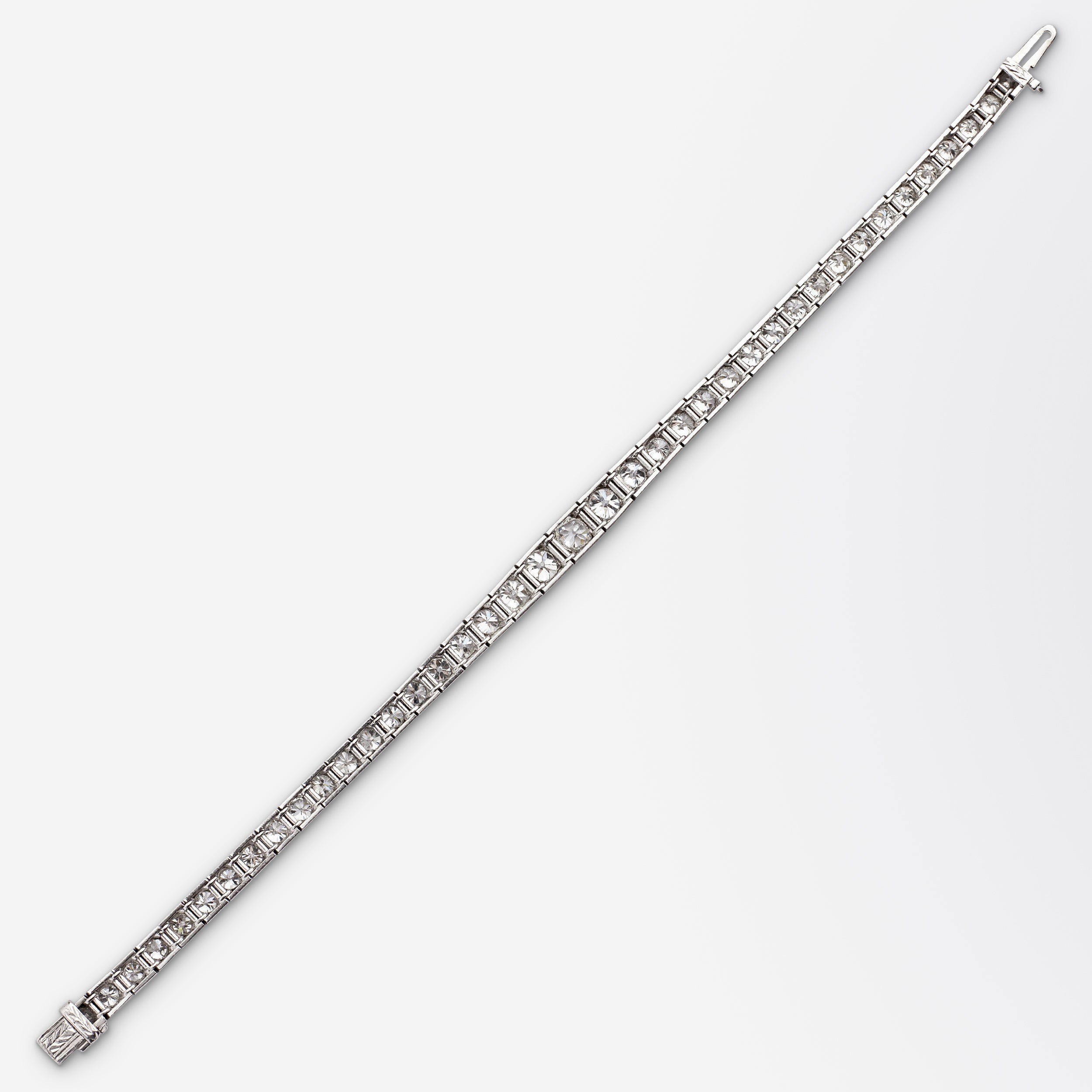 Substantial Old European Cut Diamond Tennis Bracelet
