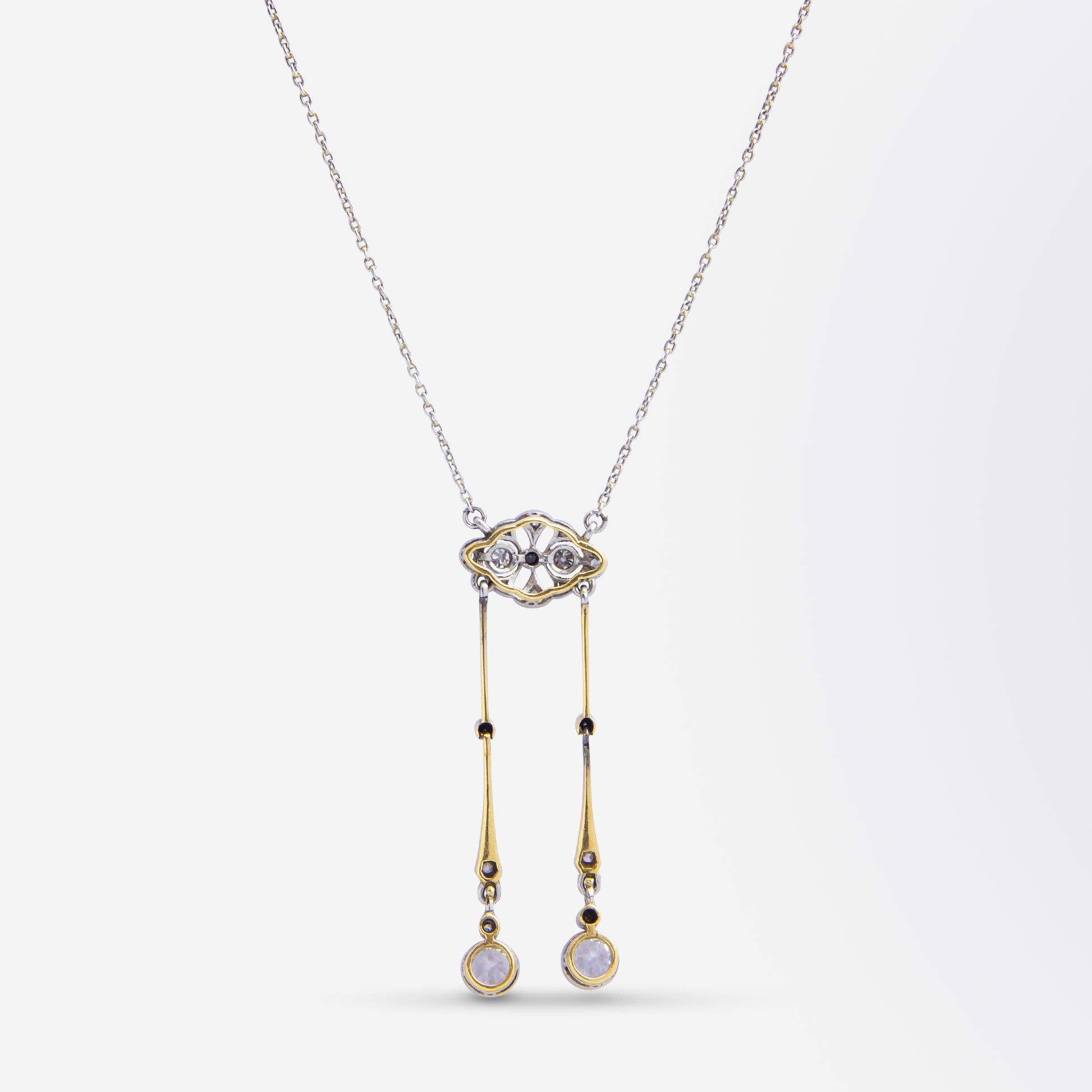 Collier nuisette édouardien en diamants et saphirs blancs