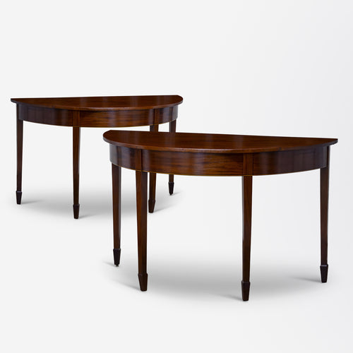 Pair of Georgian Mahogany Demilune Tables