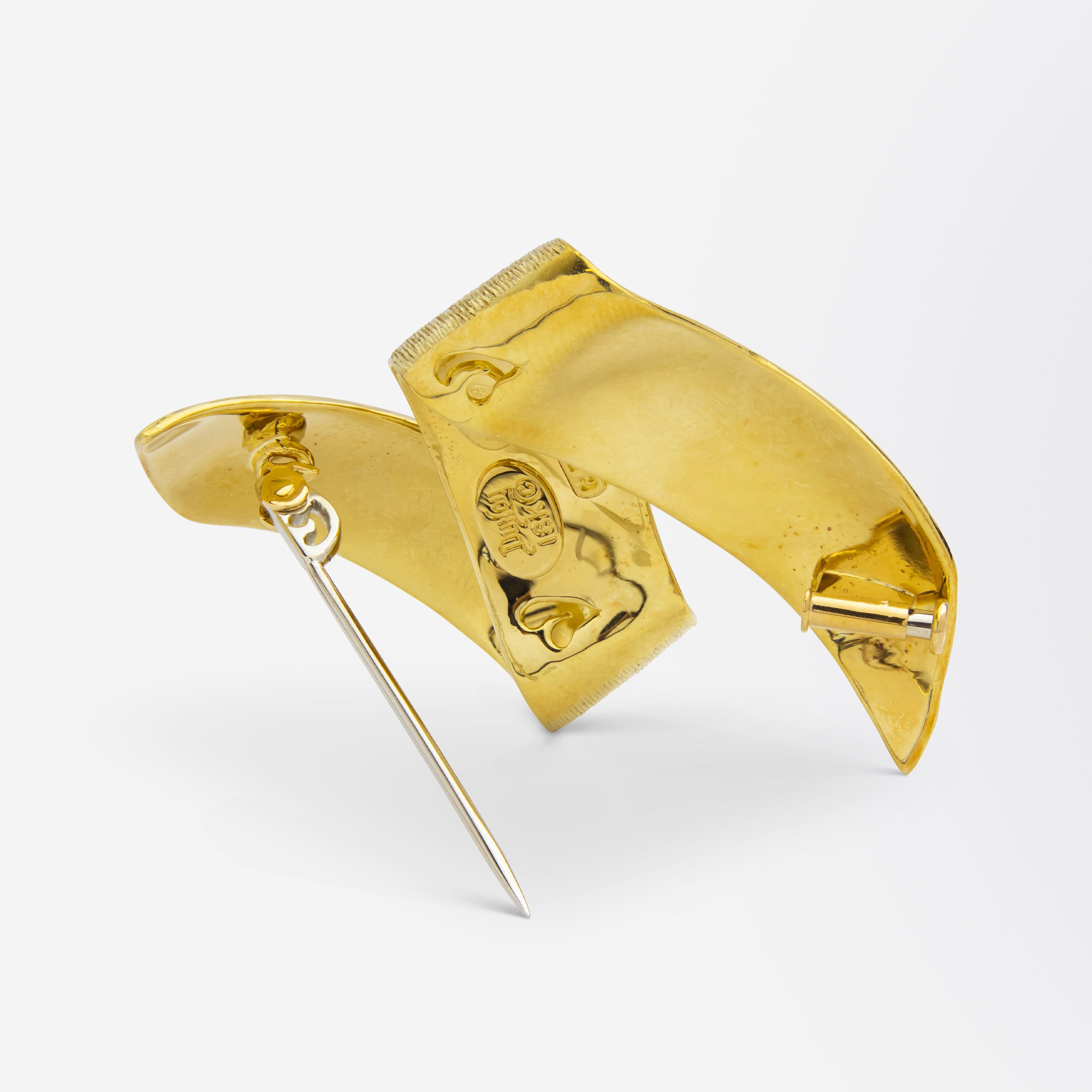 Henry Dunay Brushed 18kt Gold Brooch Pin - The Antique Guild