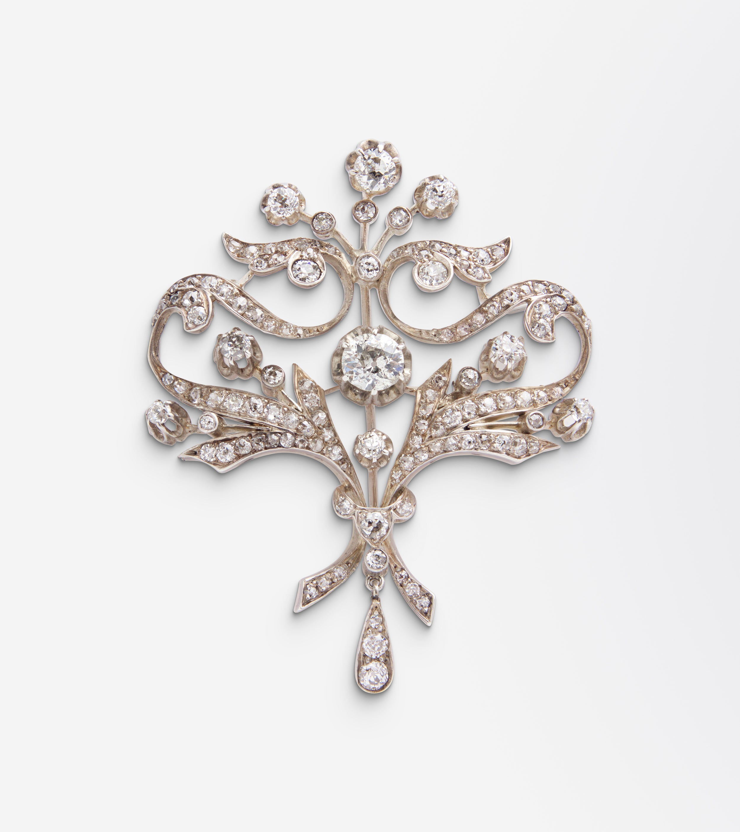 Ornate Edwardian Era Diamond Brooch Pin