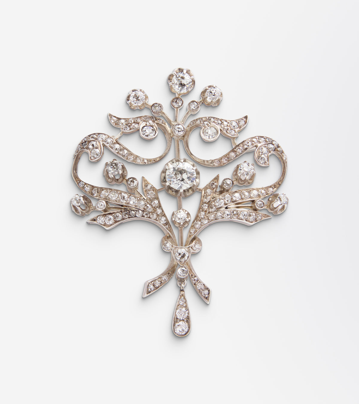 Ornate Edwardian Era Diamond Brooch Pin