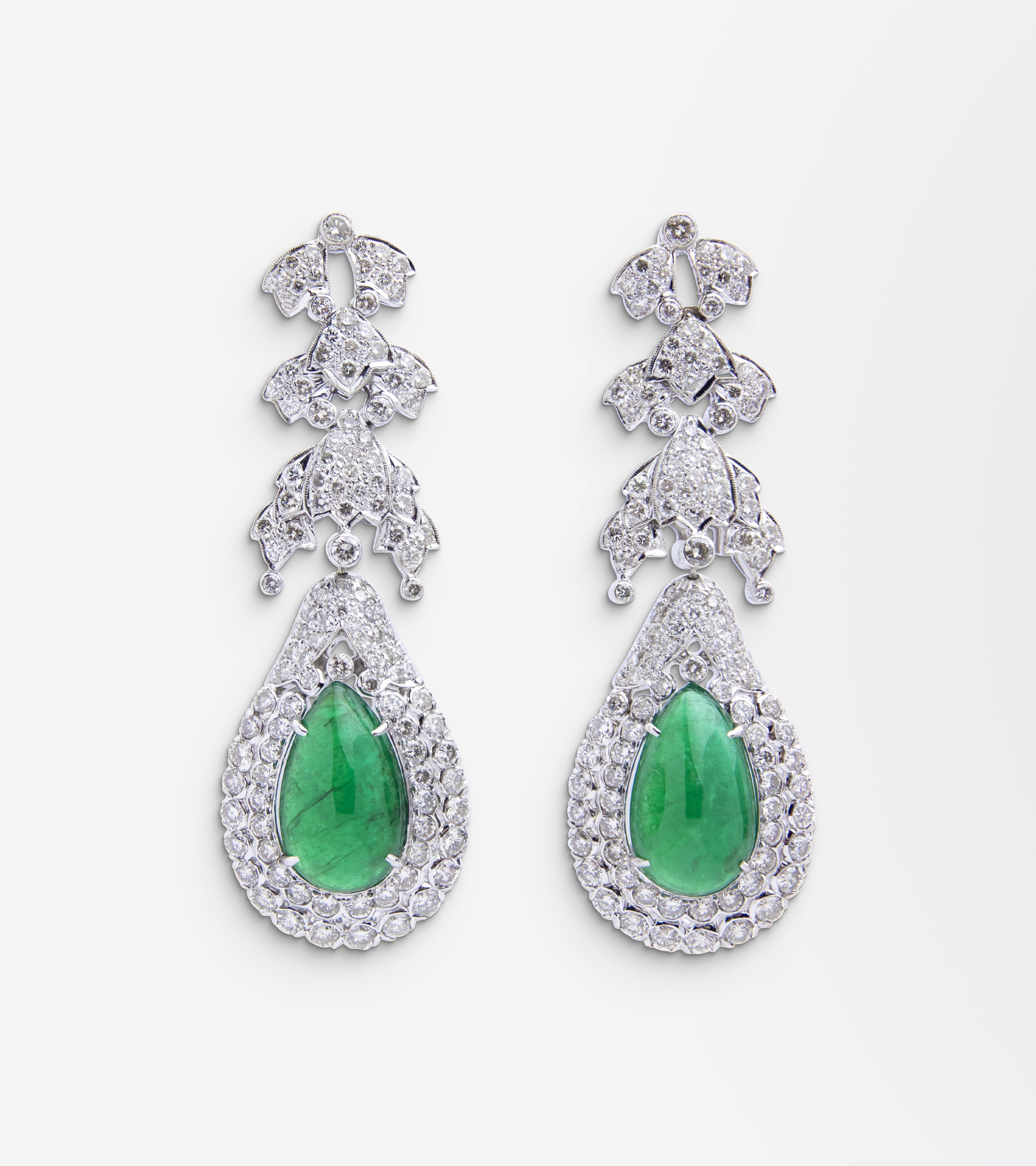 Impressive Emerald & Diamond Ear Pendants