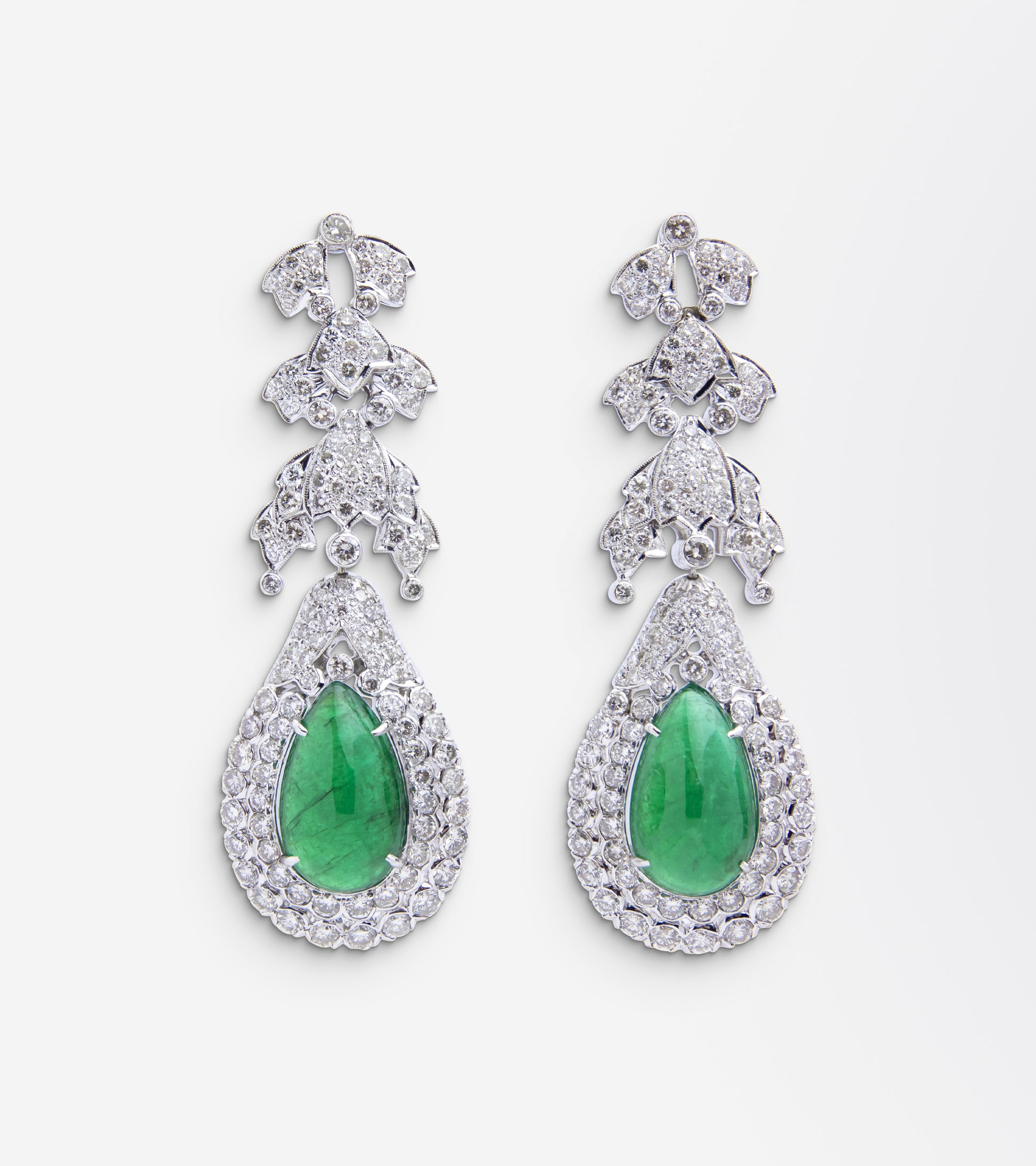 Impressive Emerald & Diamond Ear Pendants