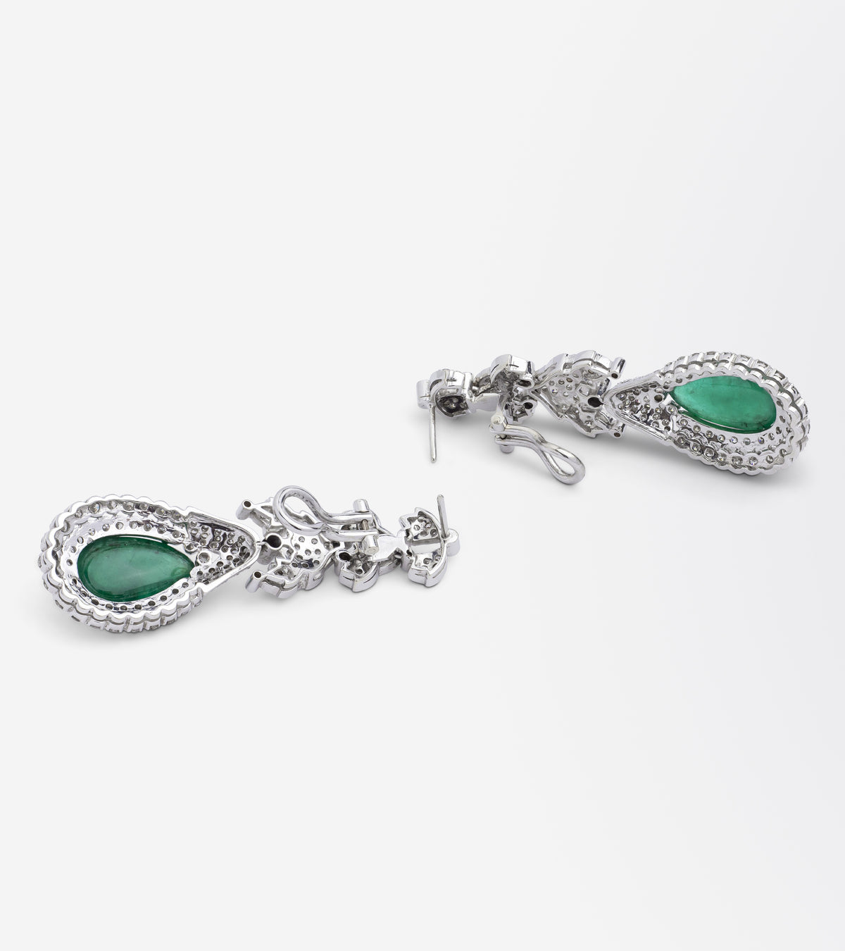 Impressive Emerald & Diamond Ear Pendants