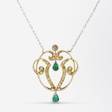 Load image into Gallery viewer, Art Nouveau Emerald and Diamond Necklace
