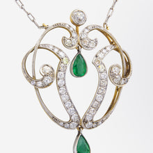 Load image into Gallery viewer, Art Nouveau Emerald and Diamond Necklace
