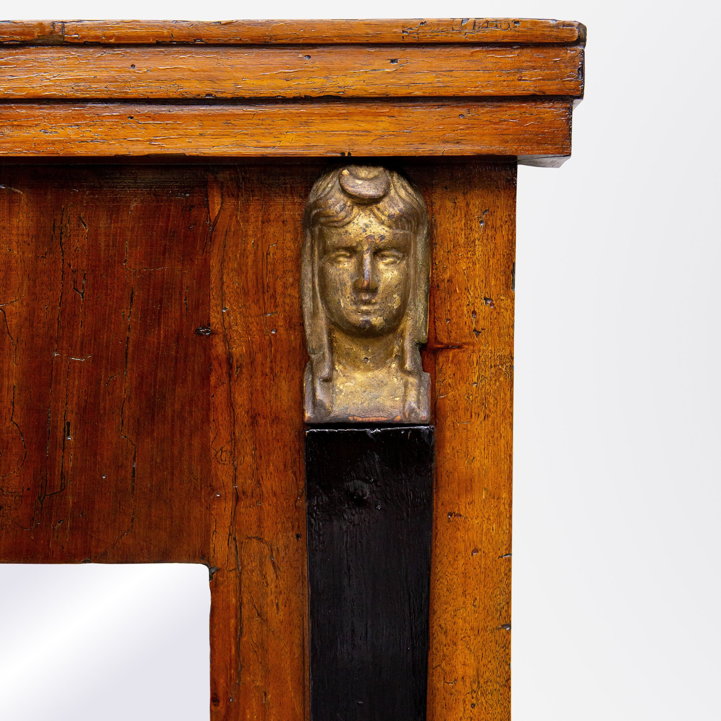 Miroir Empire français avec montures en bronze doré