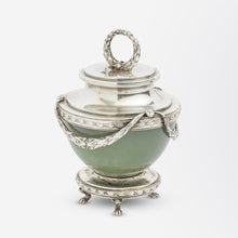 Load image into Gallery viewer, Imperial Period Faberge Bowenite and Silver-Gilt Inkwell
