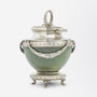 Imperial Period Faberge Bowenite and Silver-Gilt Inkwell