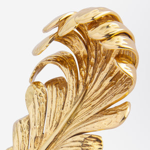 Retro Feather Pin in 14k Yellow Gold