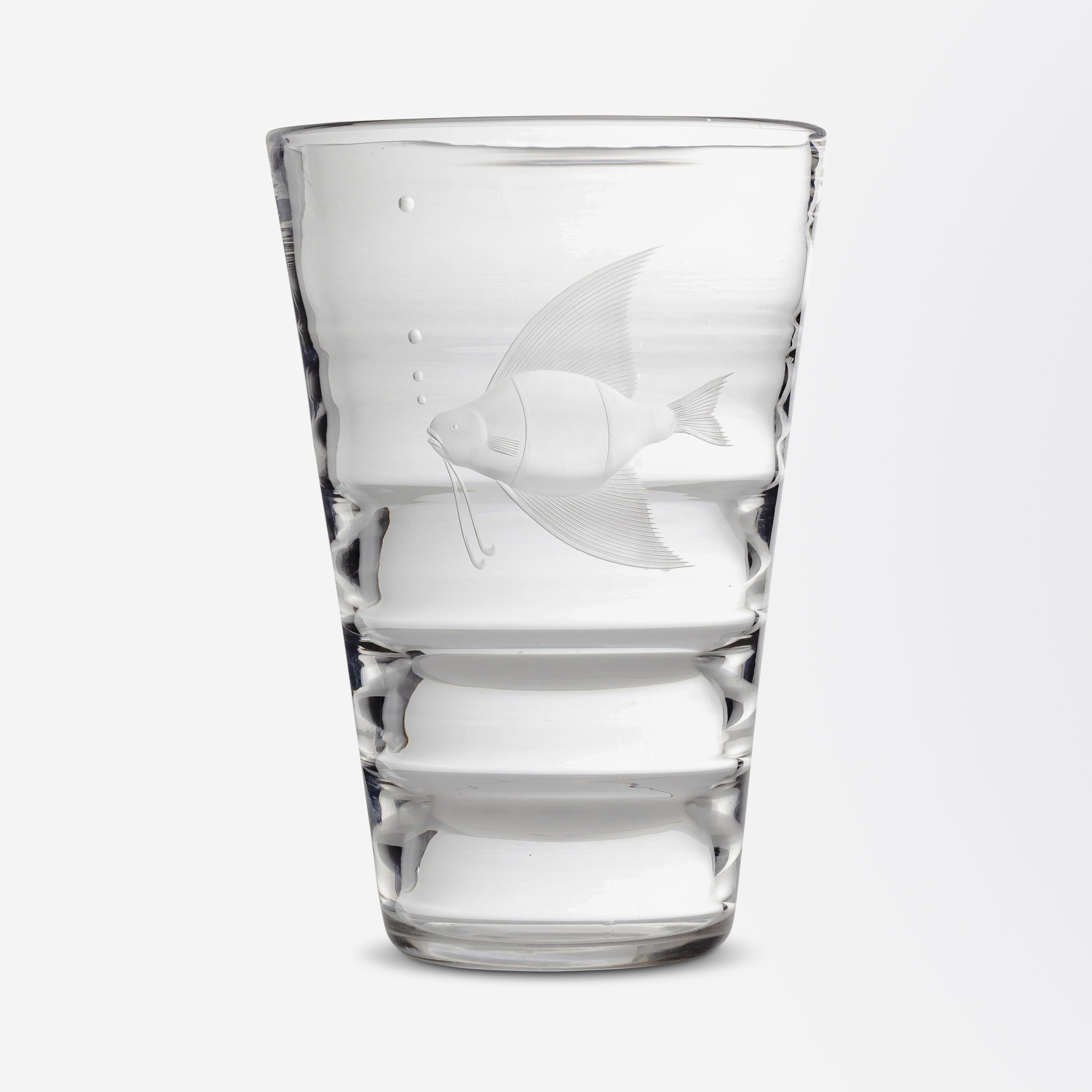 Lead Crystal Fish Vase by Royal Brierley