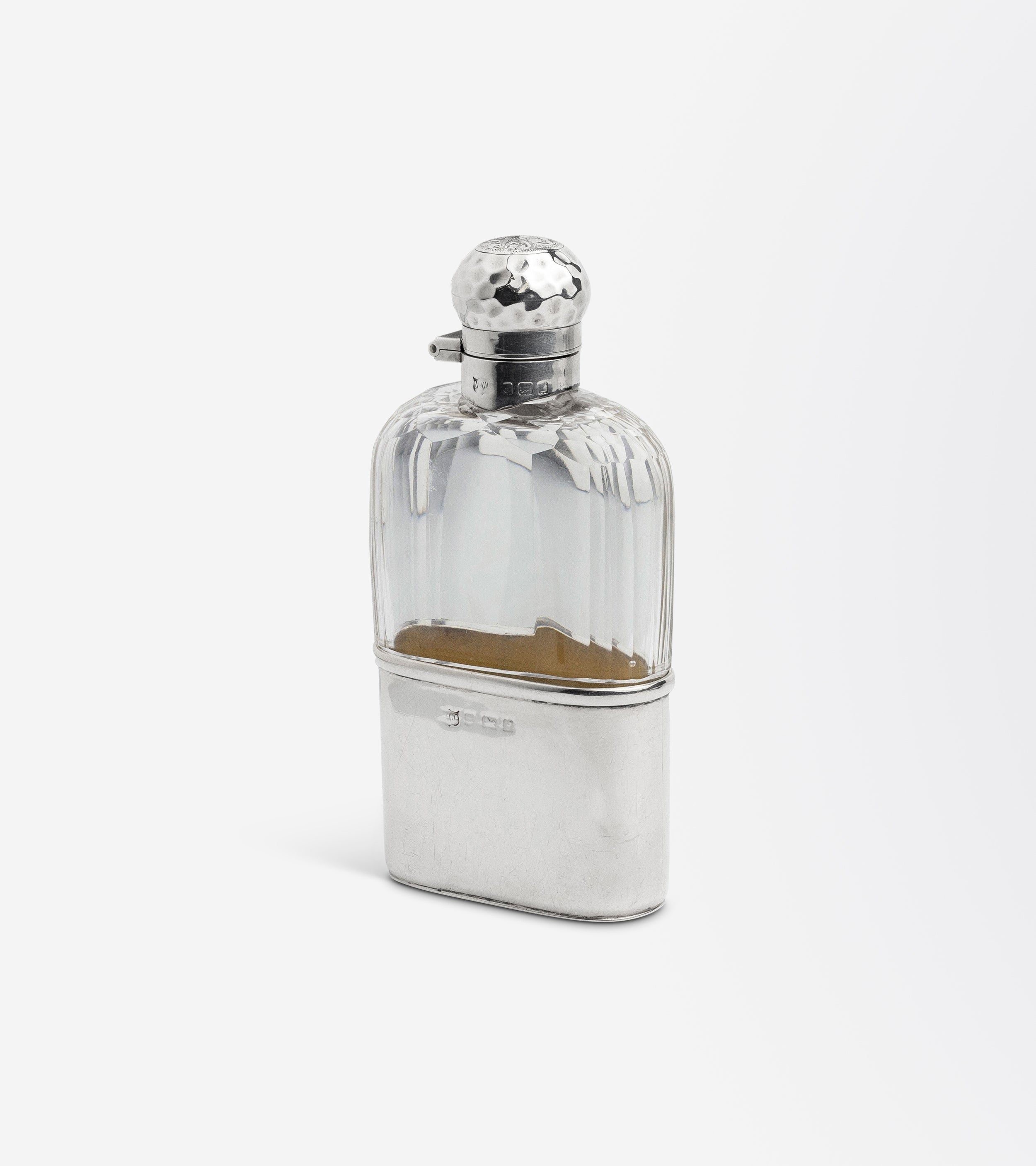 An Edwardian Era Mappin & Webb Sterling Silver and Glass Hip Flask