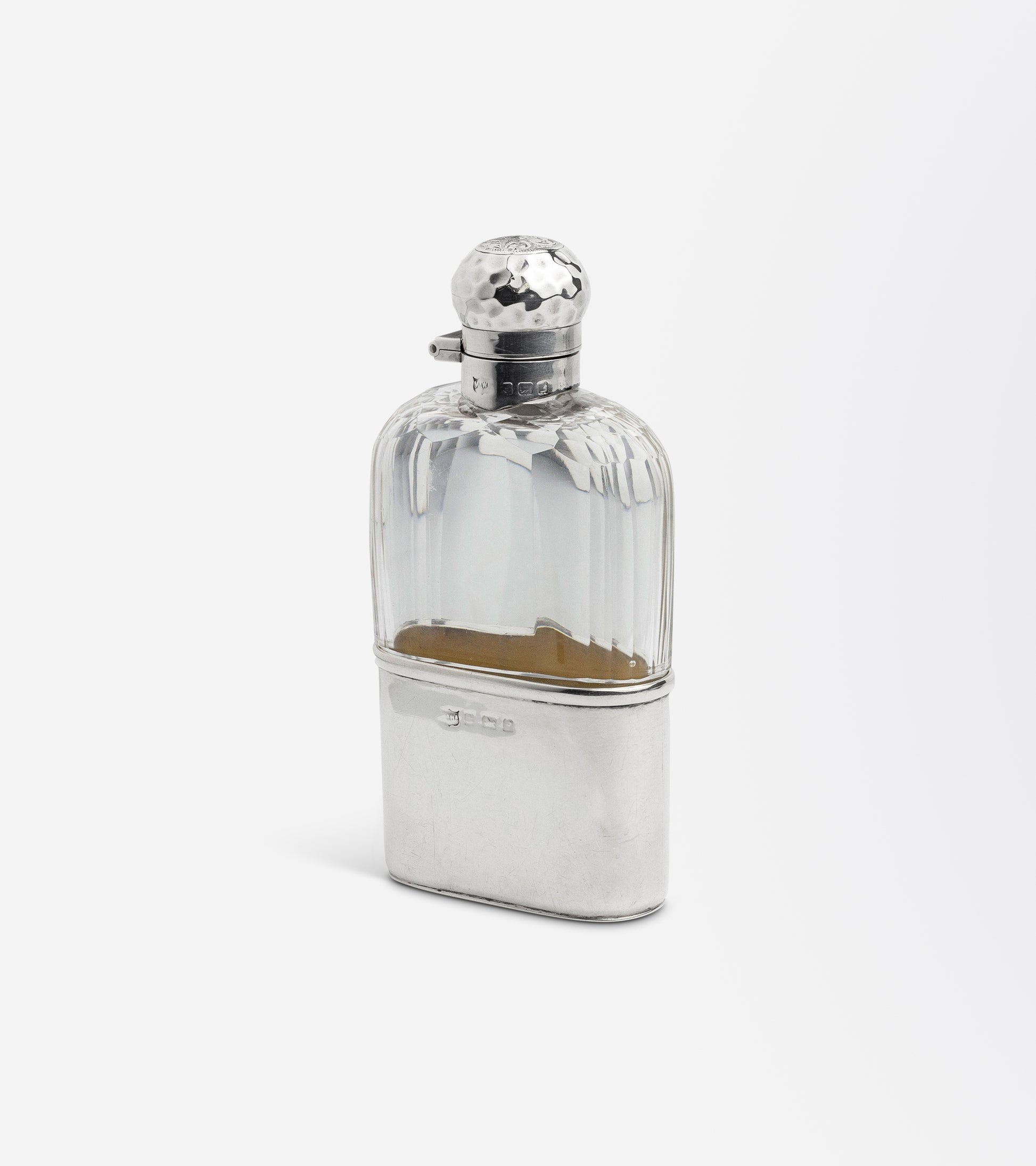 An Edwardian Era Mappin & Webb Sterling Silver and Glass Hip Flask