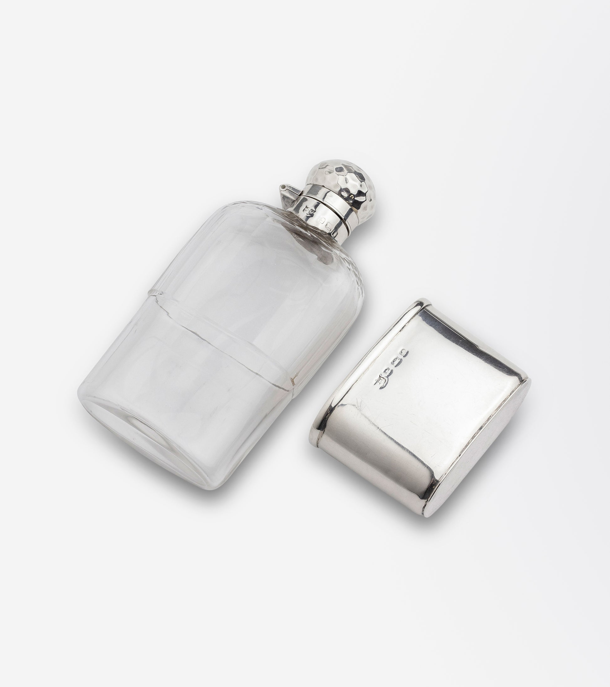 An Edwardian Era Mappin & Webb Sterling Silver and Glass Hip Flask