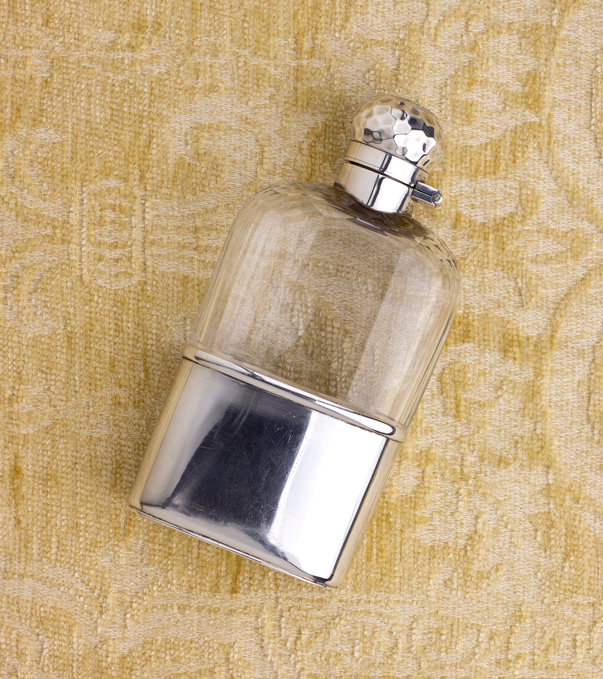 An Edwardian Era Mappin & Webb Sterling Silver and Glass Hip Flask