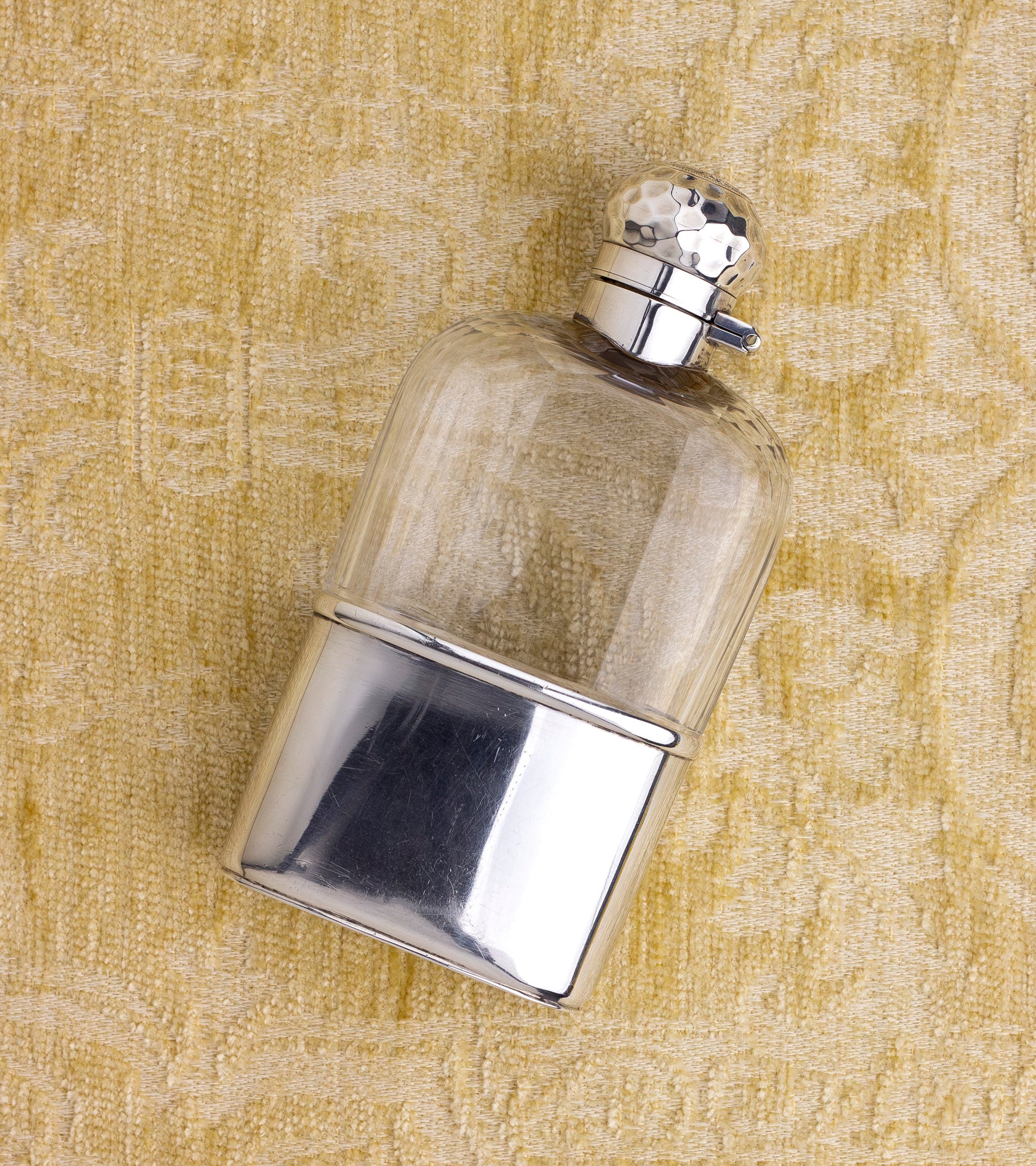 An Edwardian Era Mappin & Webb Sterling Silver and Glass Hip Flask