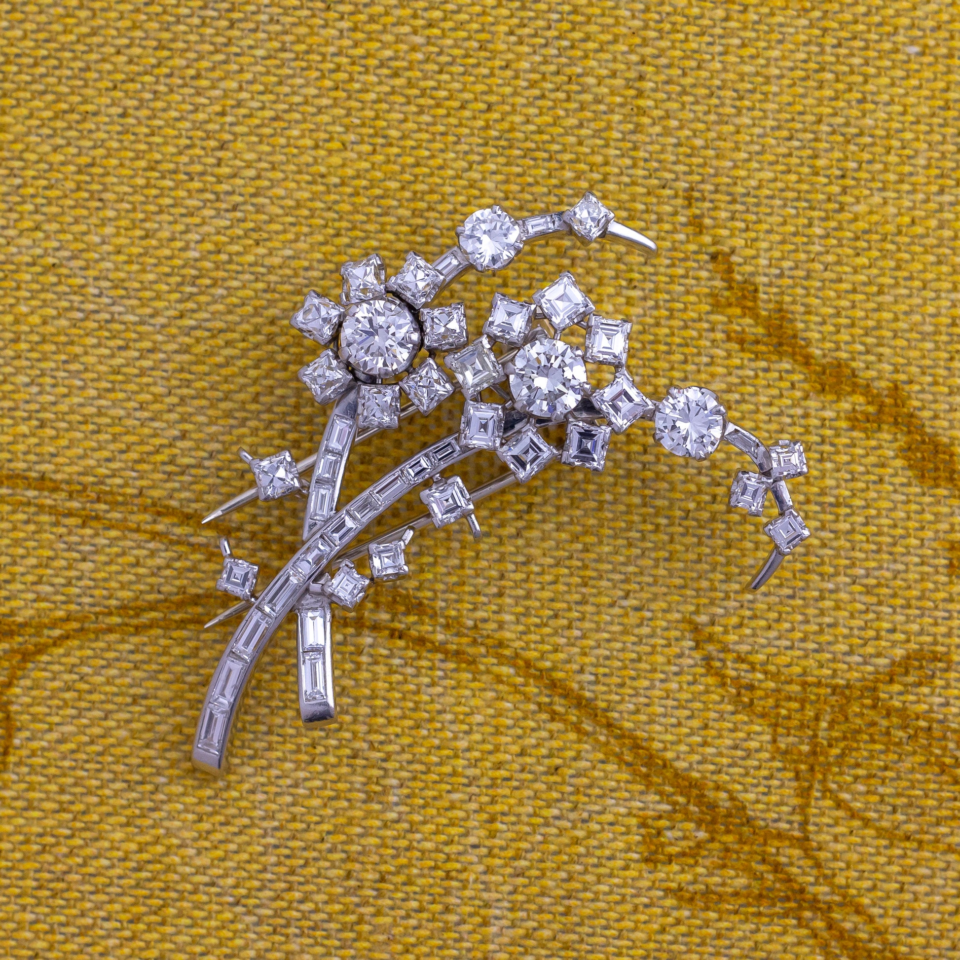 Platinum & Diamond Floral Brooch by Wolf Horovitz of Alexandria