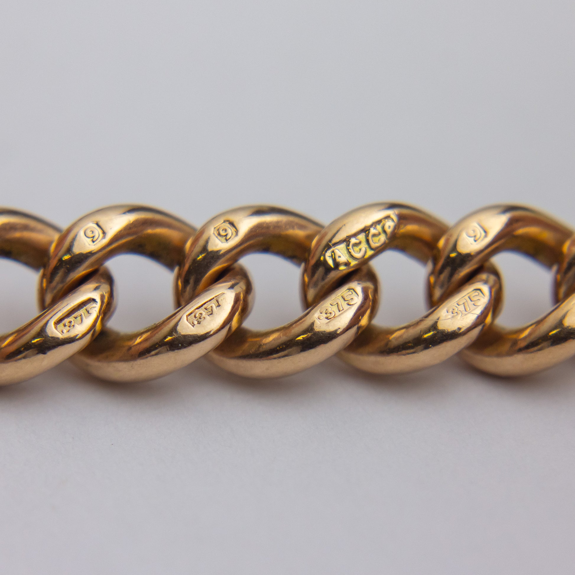 Chaîne de gousset ancienne en or 9 carats